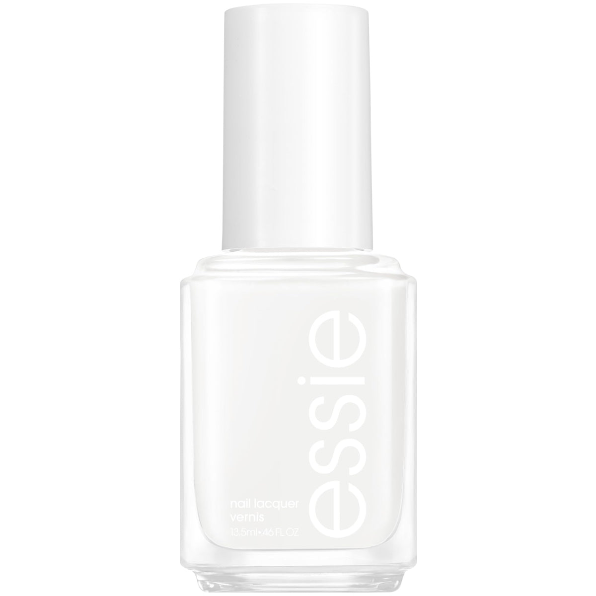 Esmalte essie blanco brillo, brocha suave para aplicación uniforme y profesional.