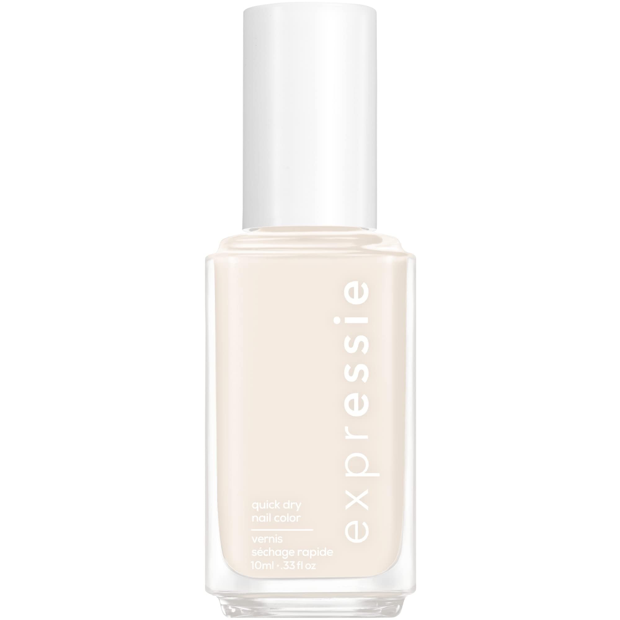 Frasco Essie Expressie Daily Grind en tono crema, para uñas con acabado suave.