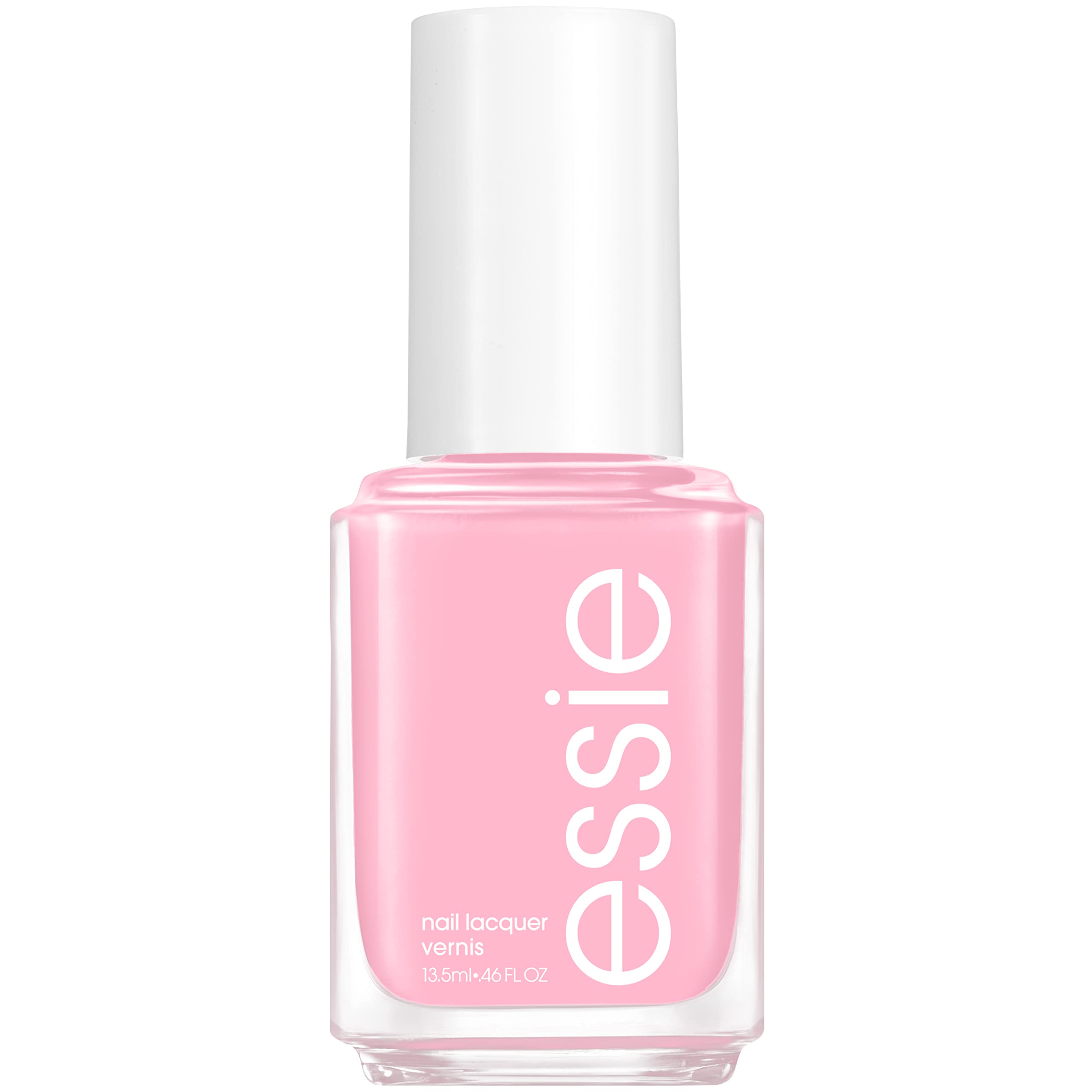 Essie Free To Roam bottle shows pastel pink shade for a glossy salon finish.