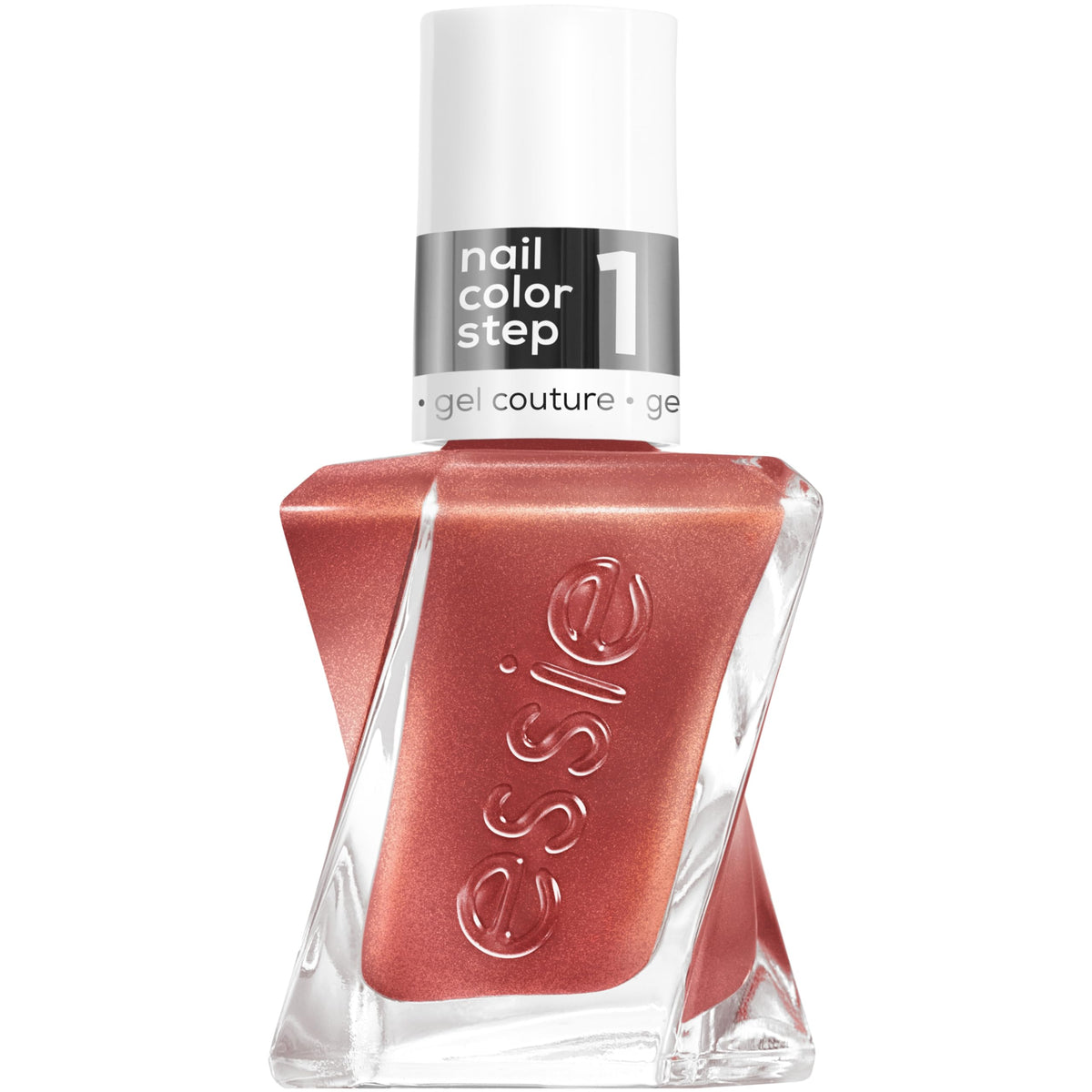 Essie Gel Couture con brocha remolino para aplicación precisa y cobertura generosa.