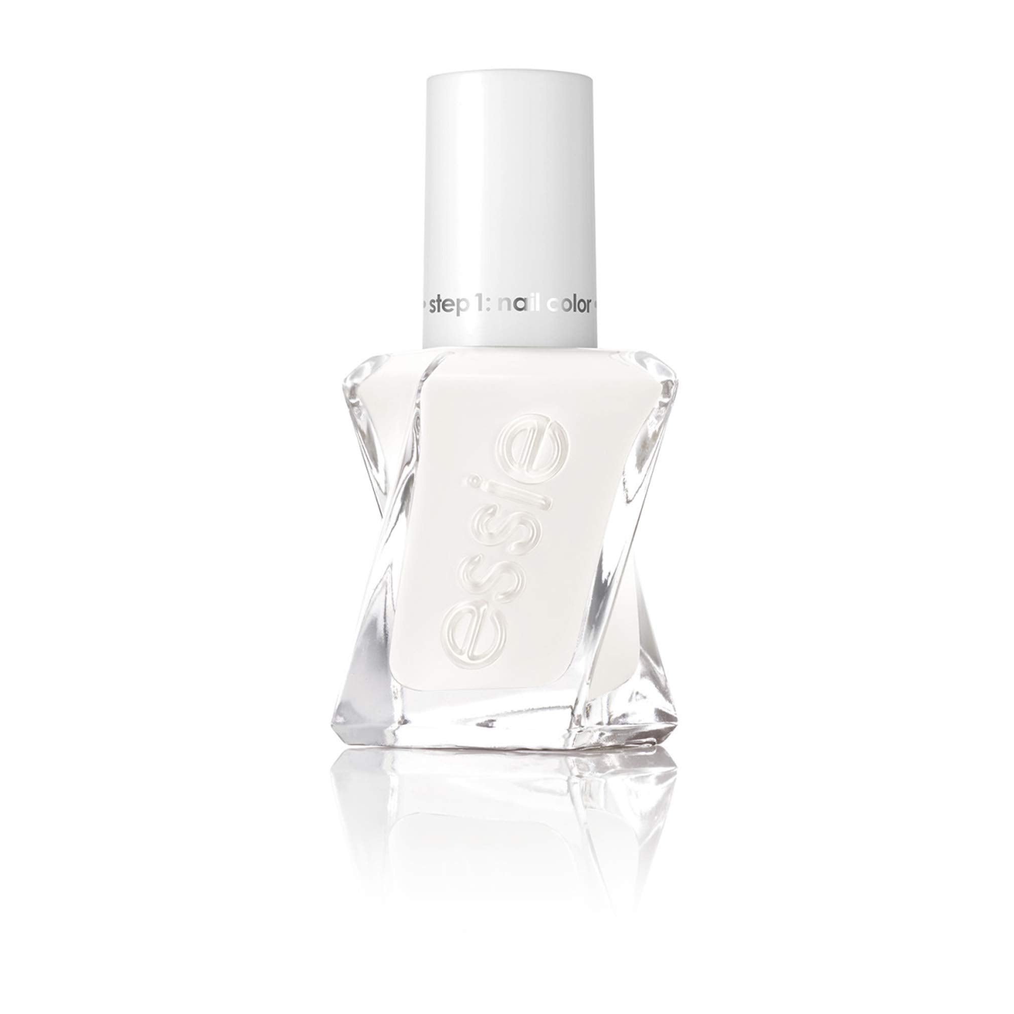 essie Gel Couture ivory white bottle shown with creamy, premium finish