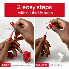 essie Gel Couture Top Coat finish emphasizes durable gel-like shine.