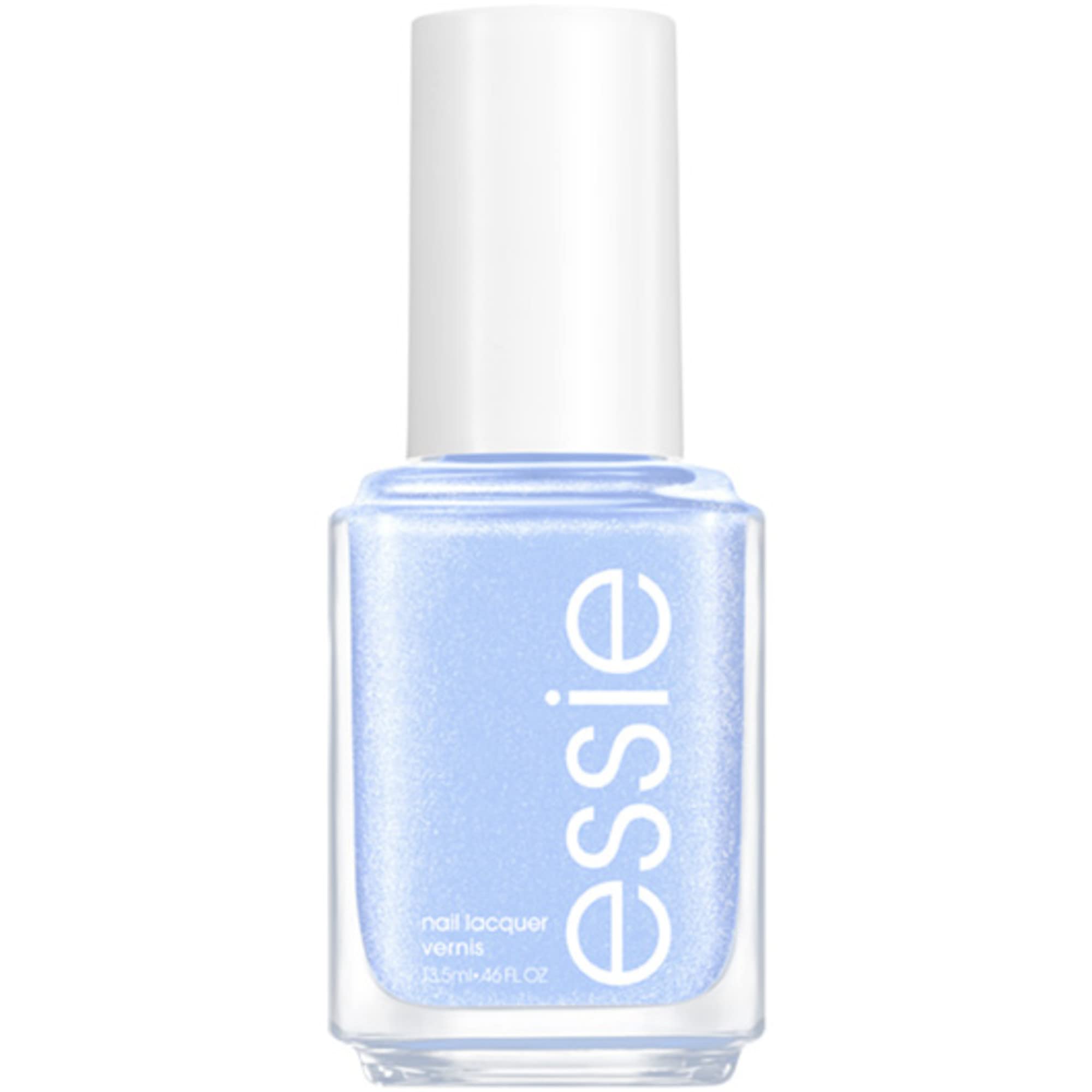 essie glossy shine sparkling blue bottle gleans with long-lasting color