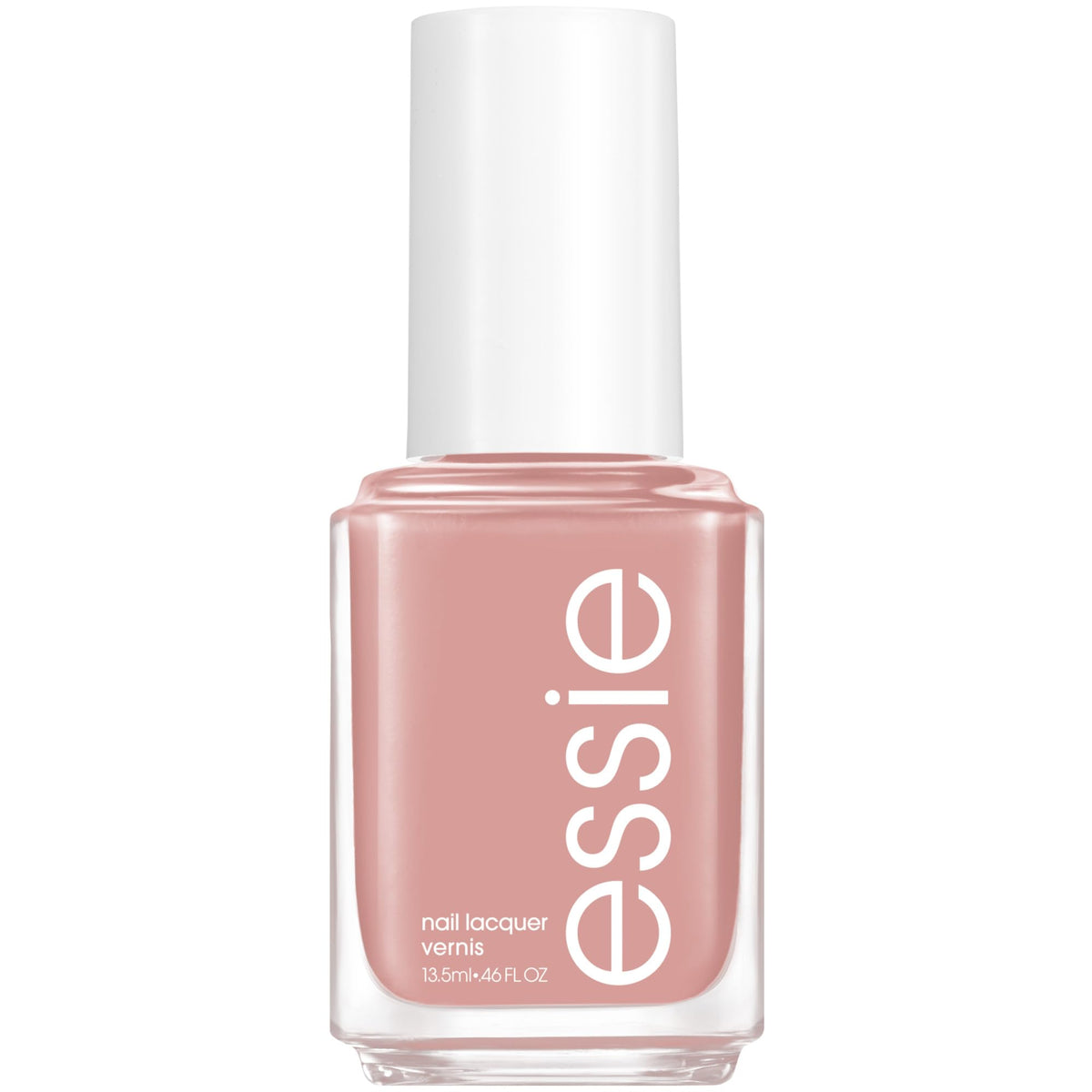 Essie Ladylike bottle shows soft mauve pink with a glossy finish.