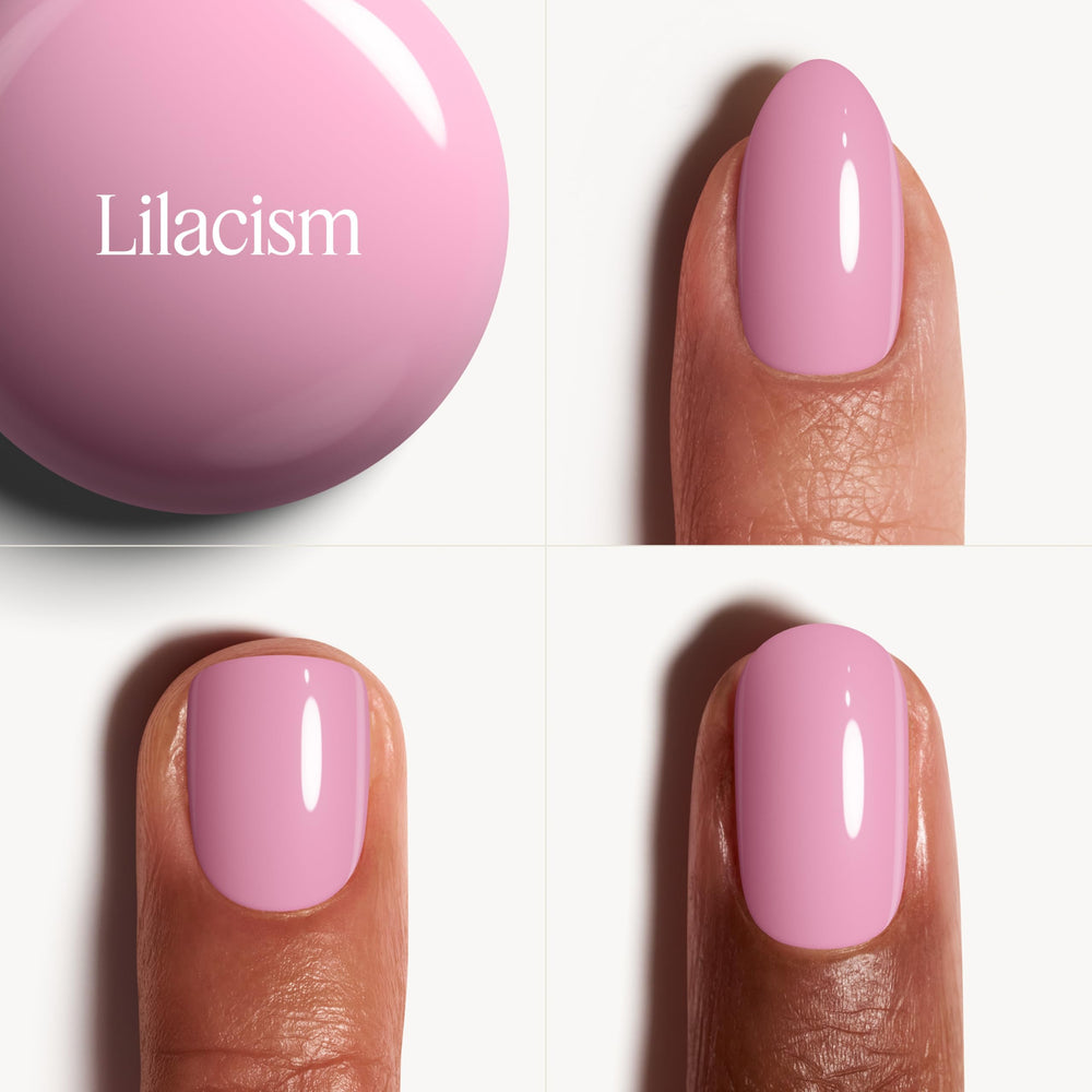 Uñas cubiertas con Lilacism logran color uniforme tras dos capas.