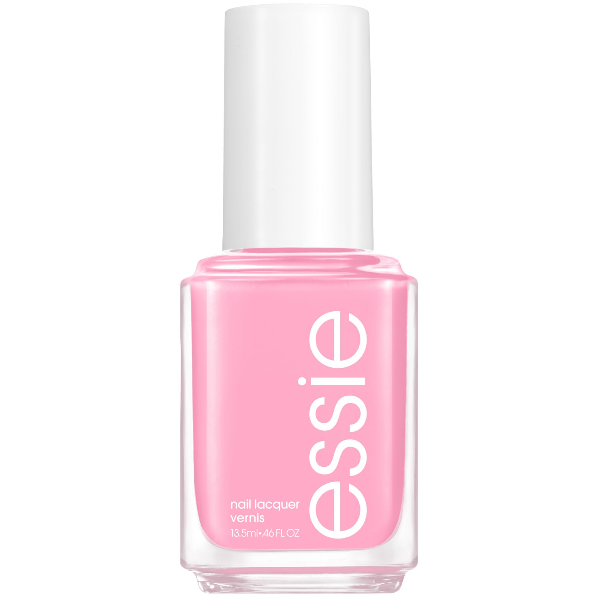essie Muchi Muchi bottle close-up with vegan pink shade and gloss
