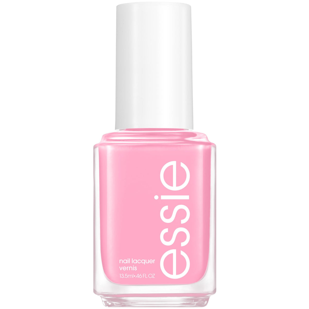 essie Muchi Muchi bottle close-up with vegan pink shade and gloss