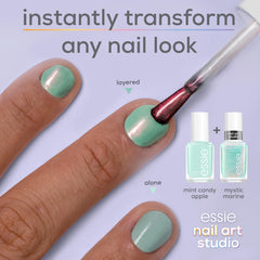 essie Mystic Marine holographic finish adds subtle sparkle on nails