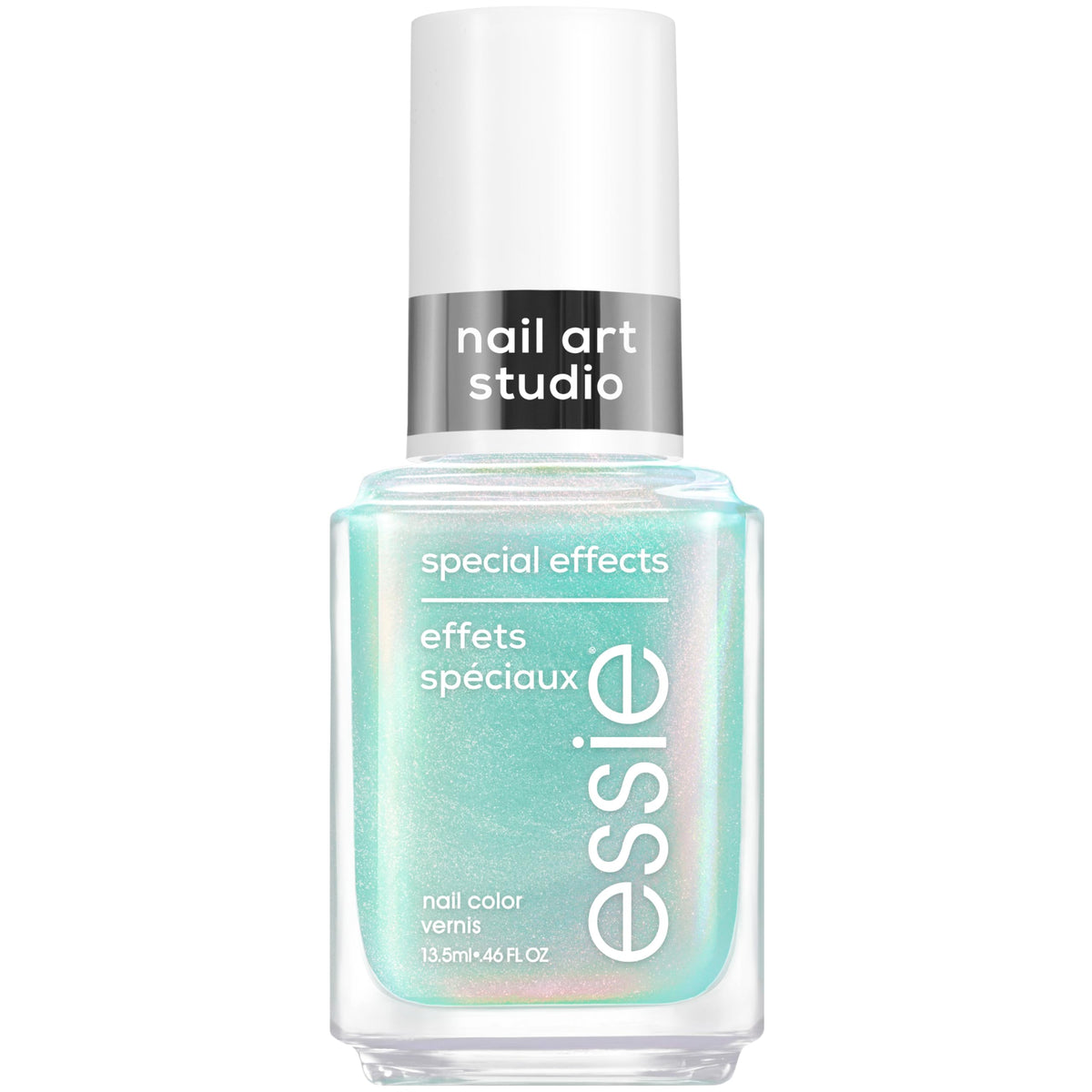 essie Mystic Marine turquoise pearl chrome finish adds dimension to at-home manicures