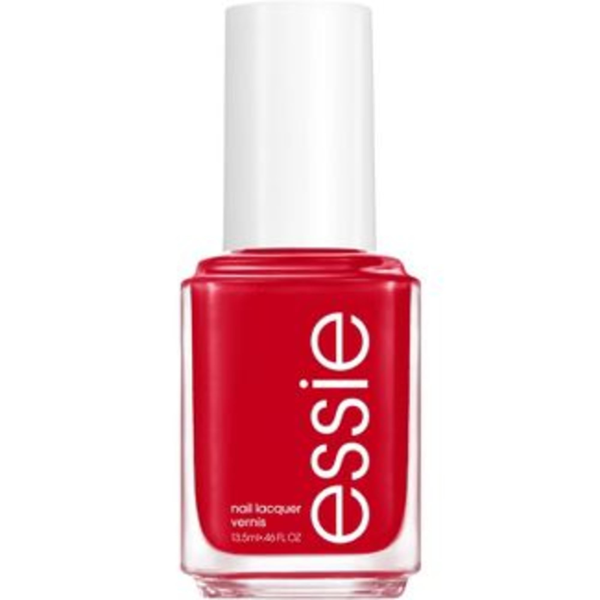 essie Not Red-Y For Bed nail polish shown on nails offering rich cherry red color and smooth finish.