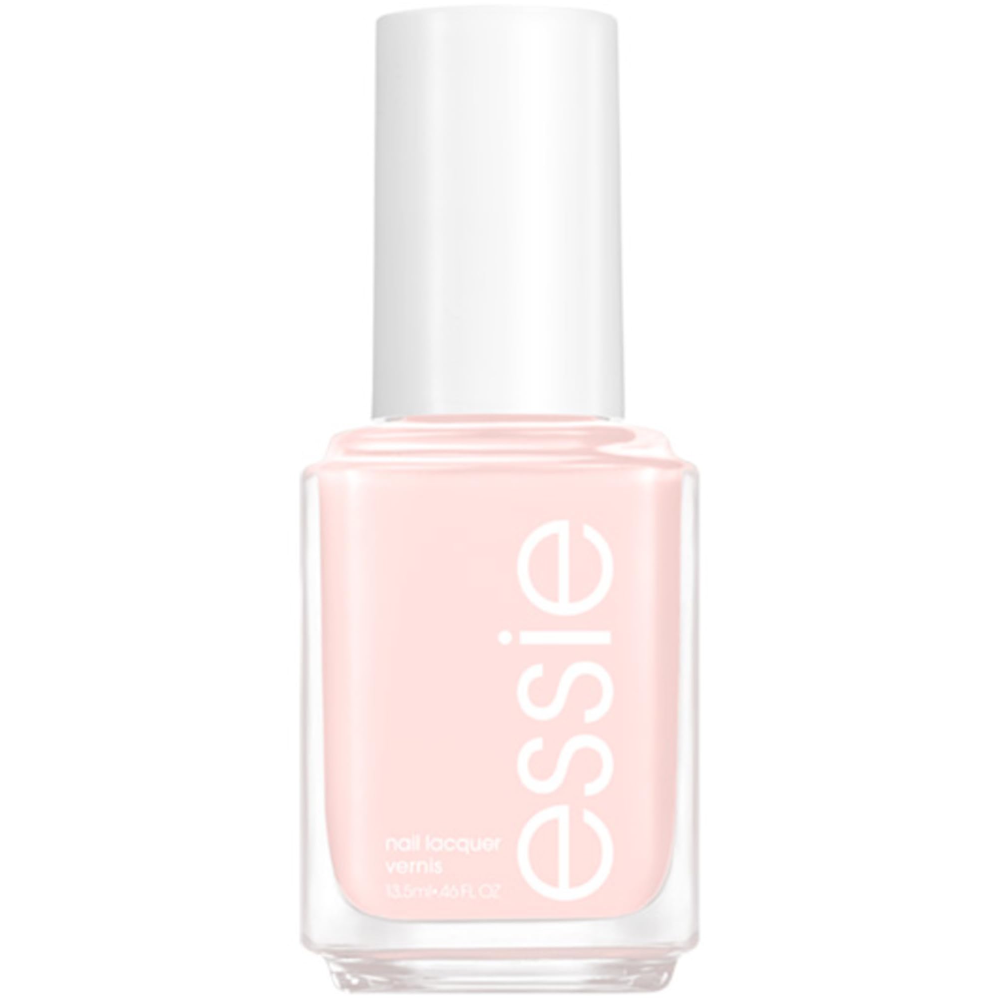 Essie Ballet Slippers rosa pálido con brillo para uñas elegantes.