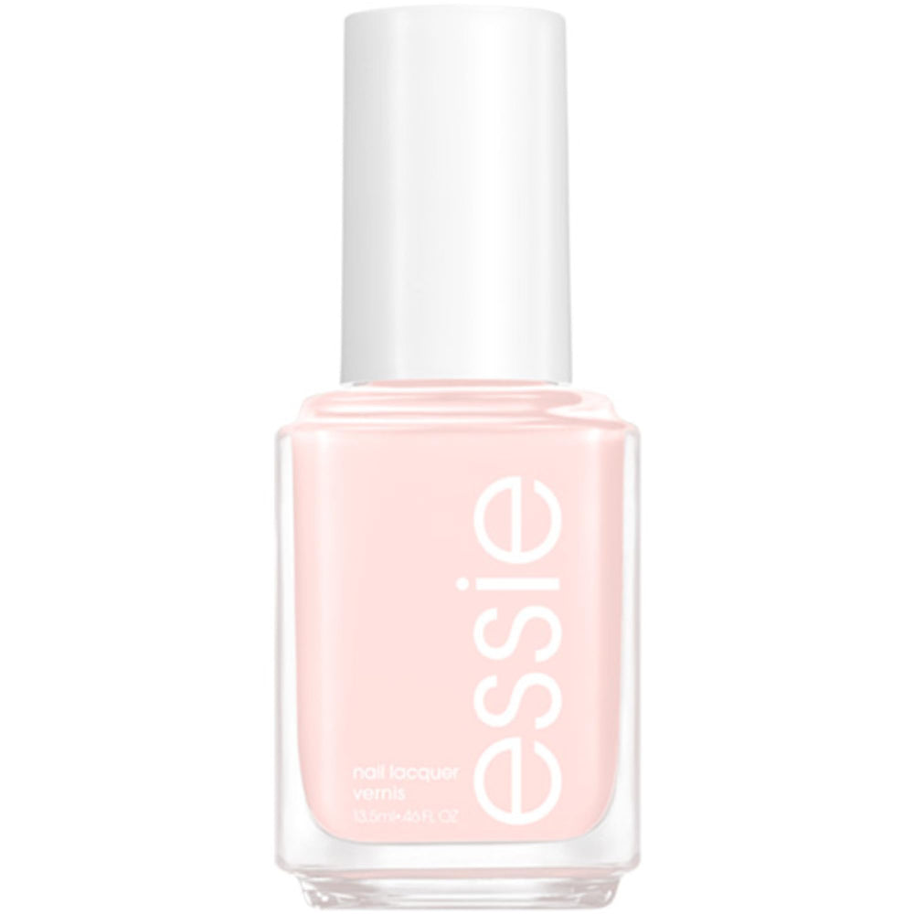 Essie Ballet Slippers rosa pálido con brillo para uñas elegantes.