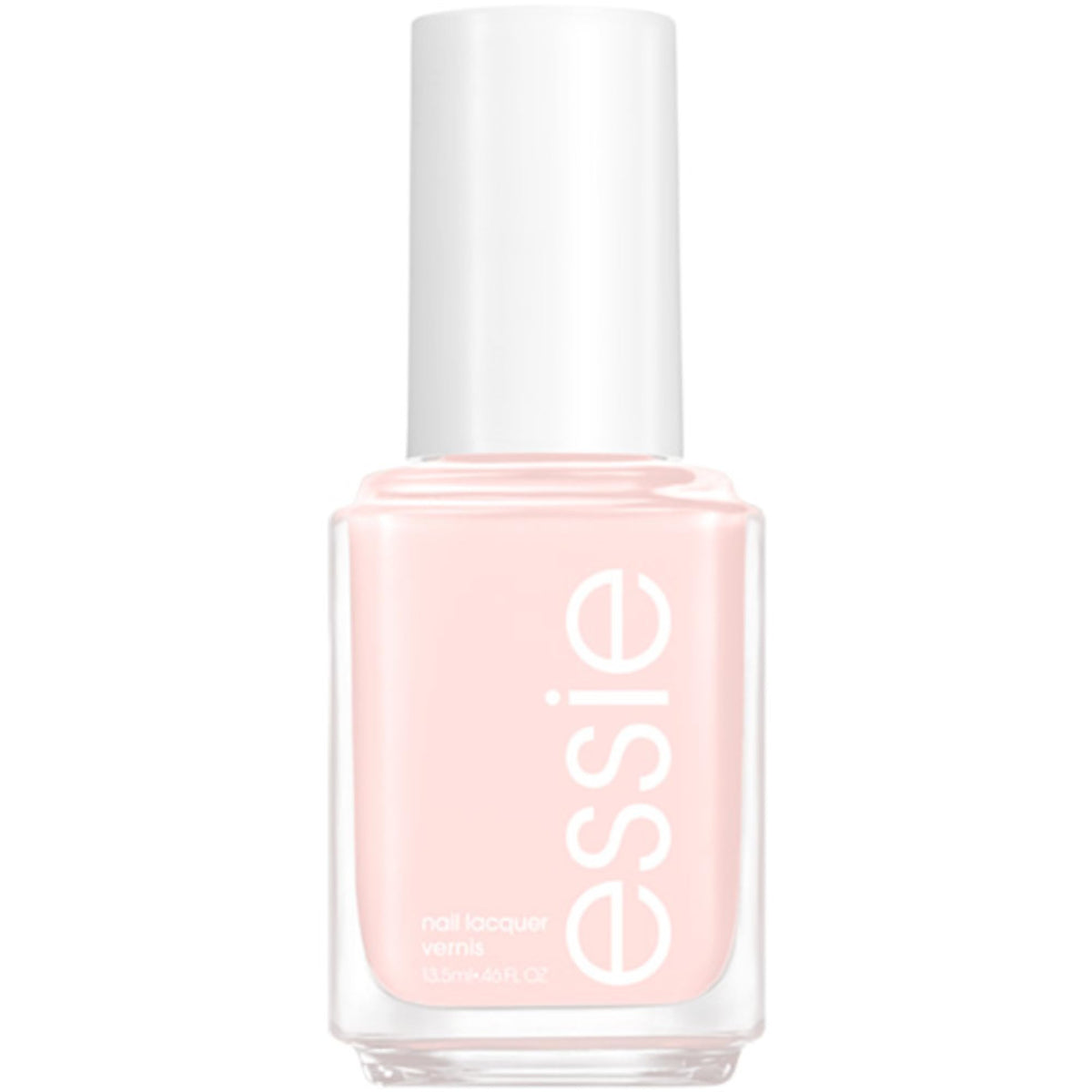 Essie Ballet Slippers rosa pálido con brillo para uñas elegantes.