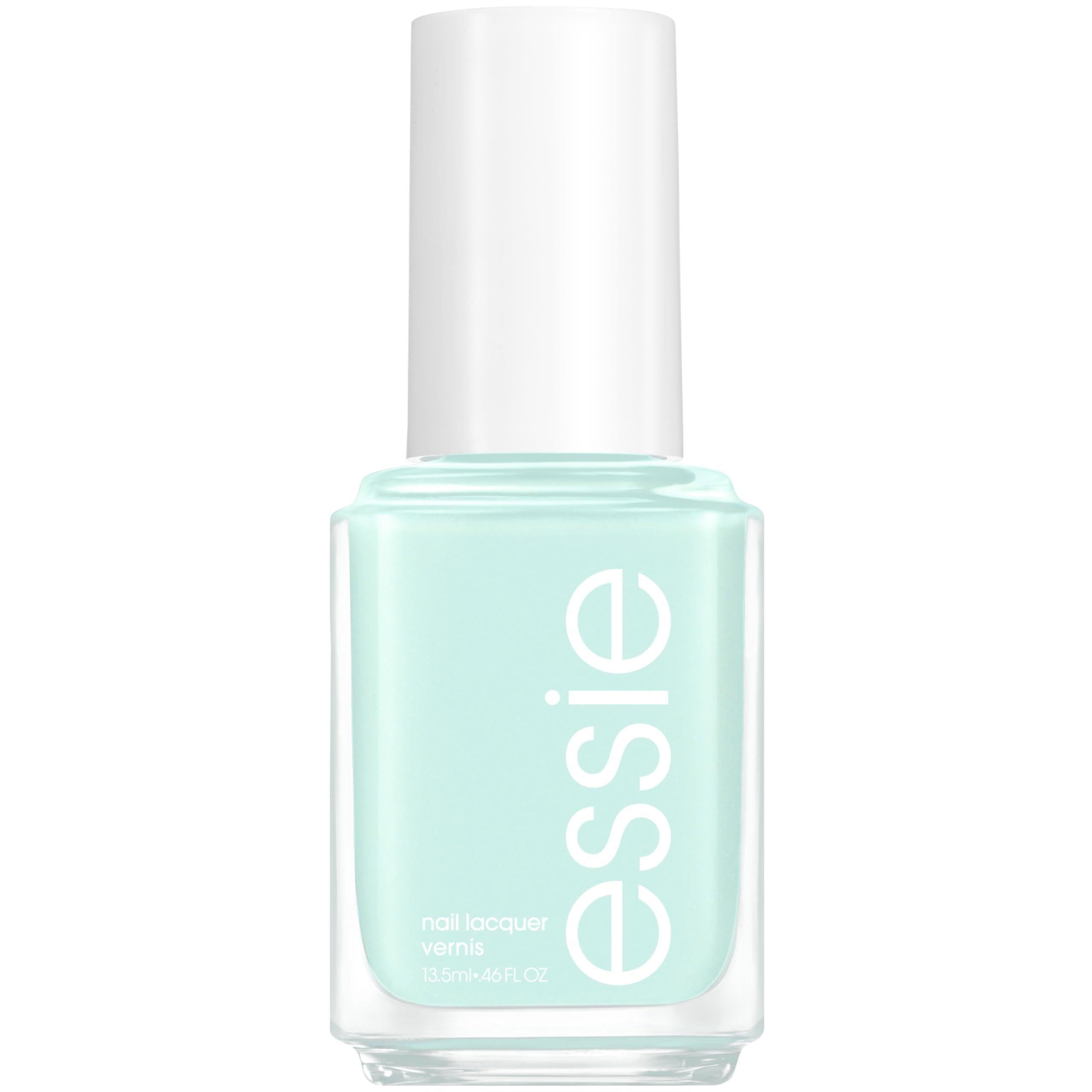 essie Seas The Day mint polish bottle bathed in sunlight for beach-ready color