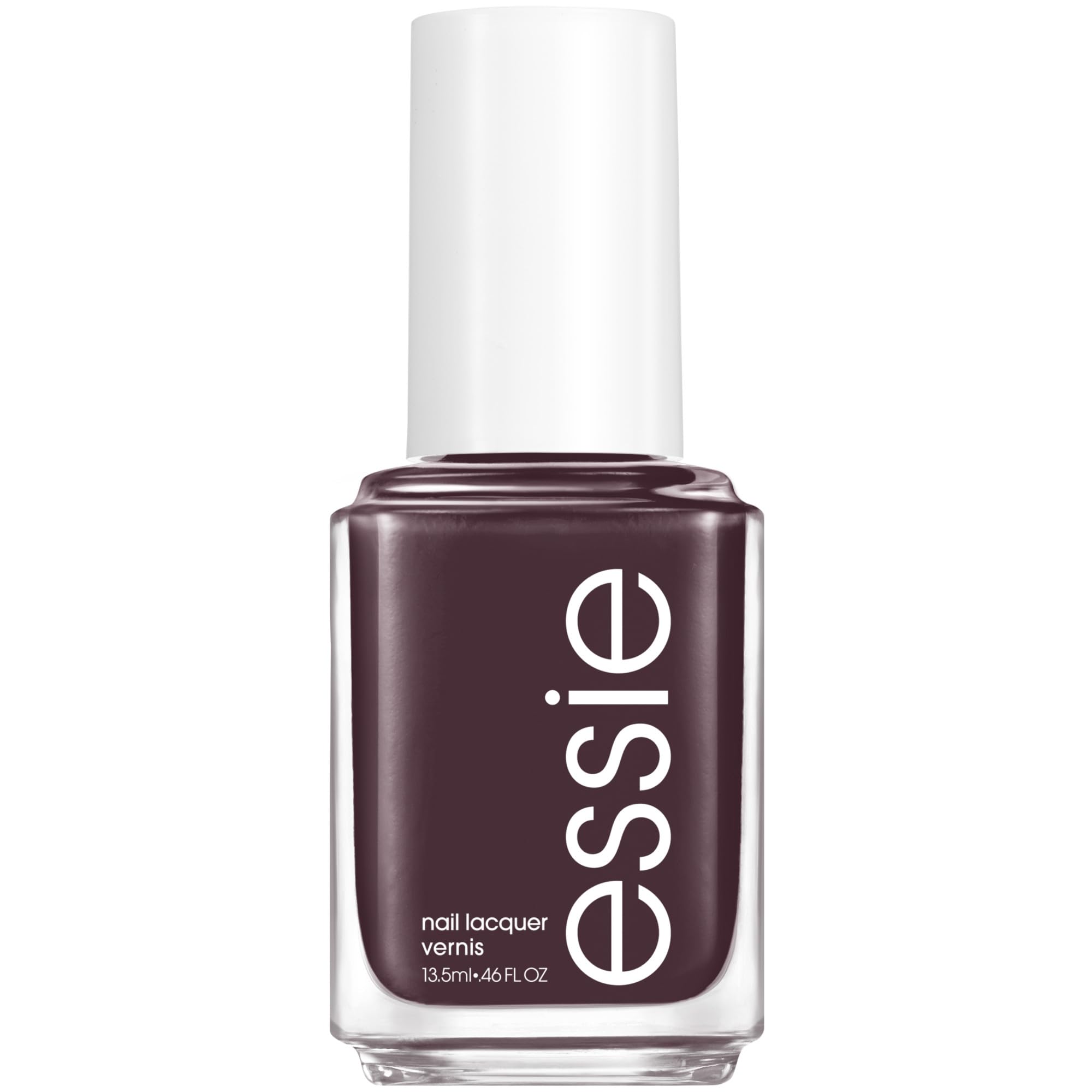 Esmalte essie Smokin Hot gris con acabado brillante para look de salón en casa.