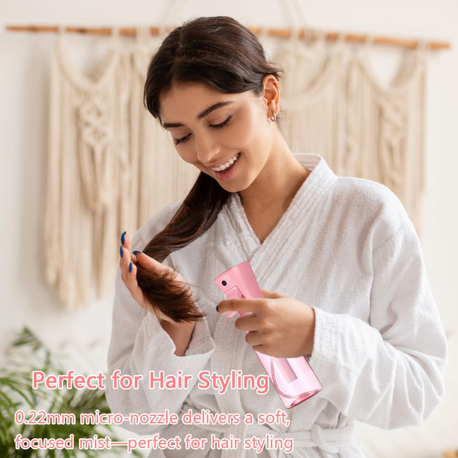 ESSKAM pink bottles displayed on a vanity show versatile styling and cleaning readiness.