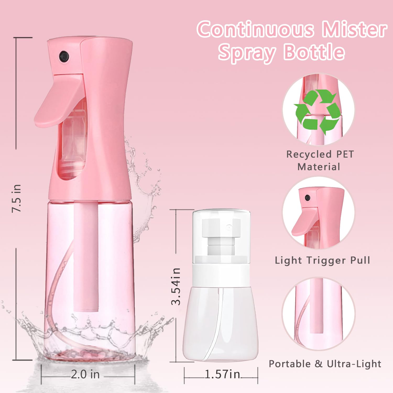 ESSKAM pink 200ml bottle close-up shows durable BPA-free PET for repeated use.