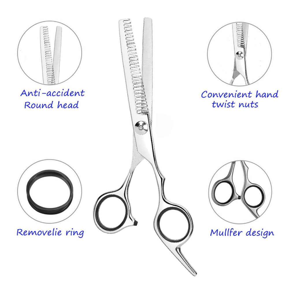 Essoy thinning shears featuring an ergonomic handle for comfortable styling sessions.