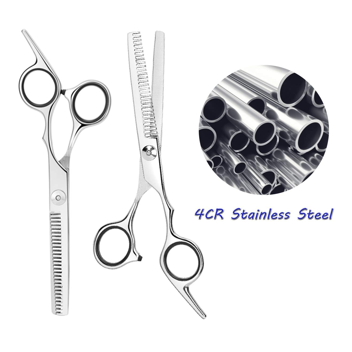 Essoy thinning shears with a fine adjustment screw for tailored tension.