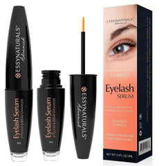 EssyNaturals Advanced Concentrado para Pestañas, botella visible, favorece pestañas más largas y densas.