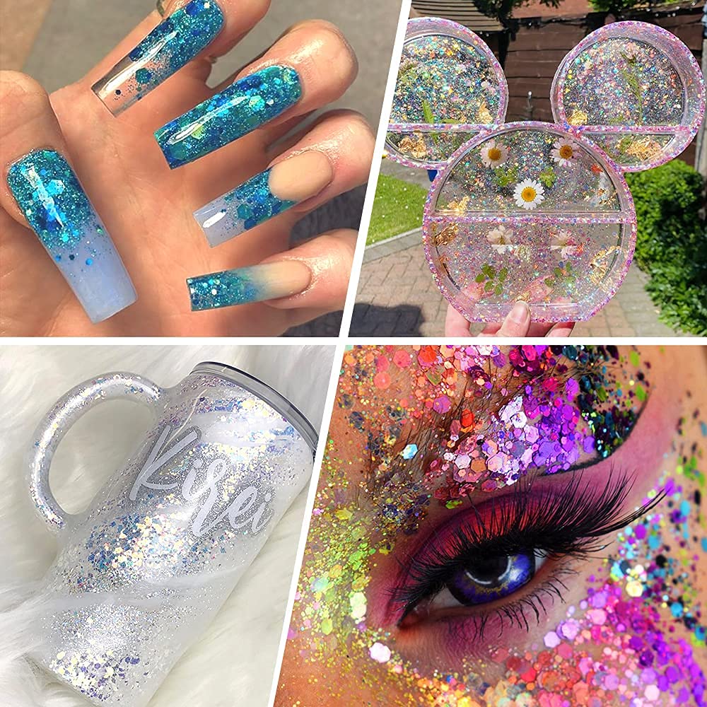 Estanoite iridescent holographic glitter finish brings luminous highlights to any look
