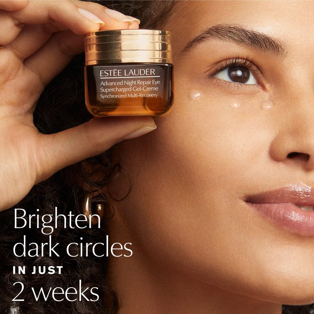 Estée Lauder Advanced Night Repair Eye swatch after 2 weeks for brighter under-eye skin