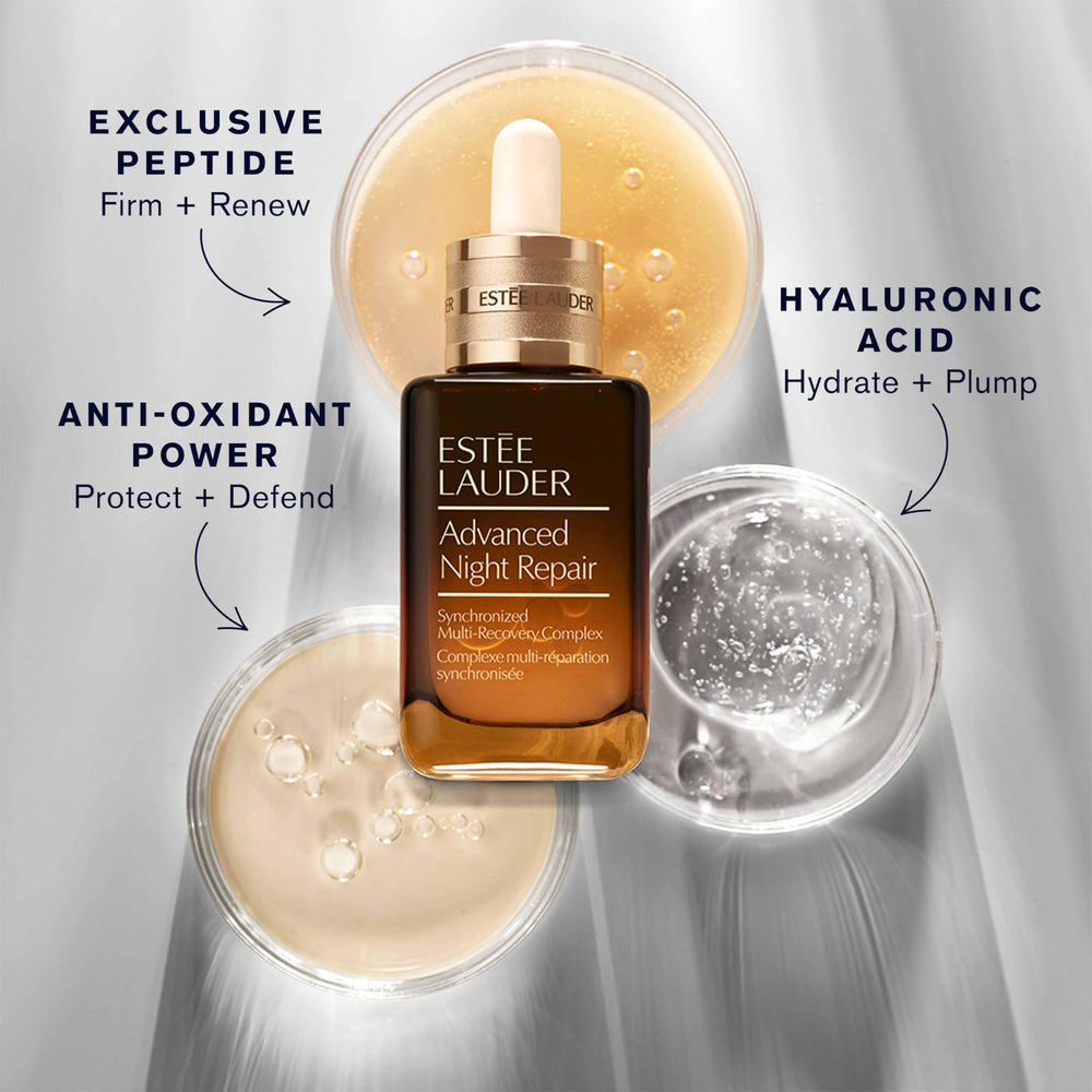 Uso diurno del sérum Estée Lauder para protección y brillo suave.