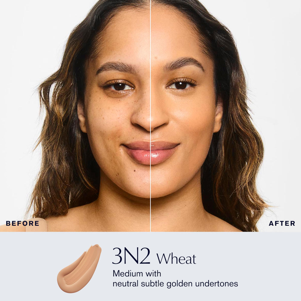 Estée Lauder Double Wear 3N2 Wheat swatches show true-to-skin shade.