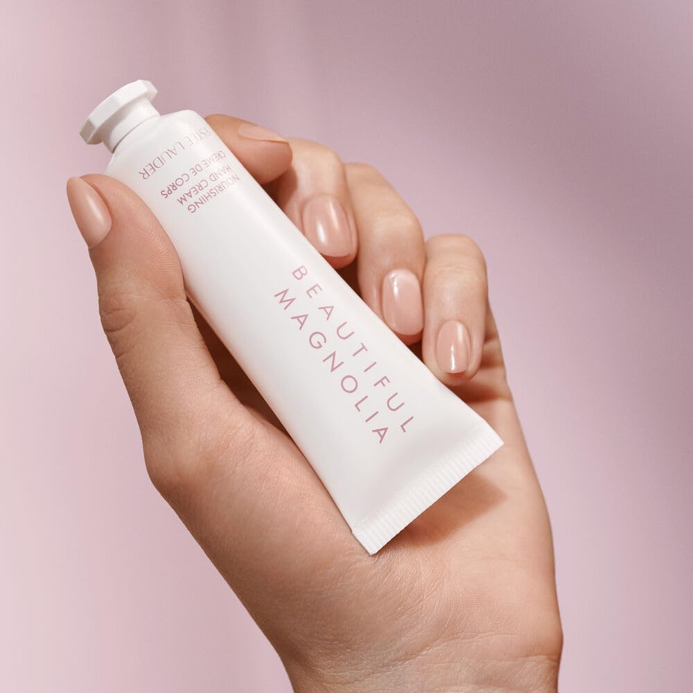 Estée Lauder Beautiful Magnolia hand cream application demonstrates quick absorption.