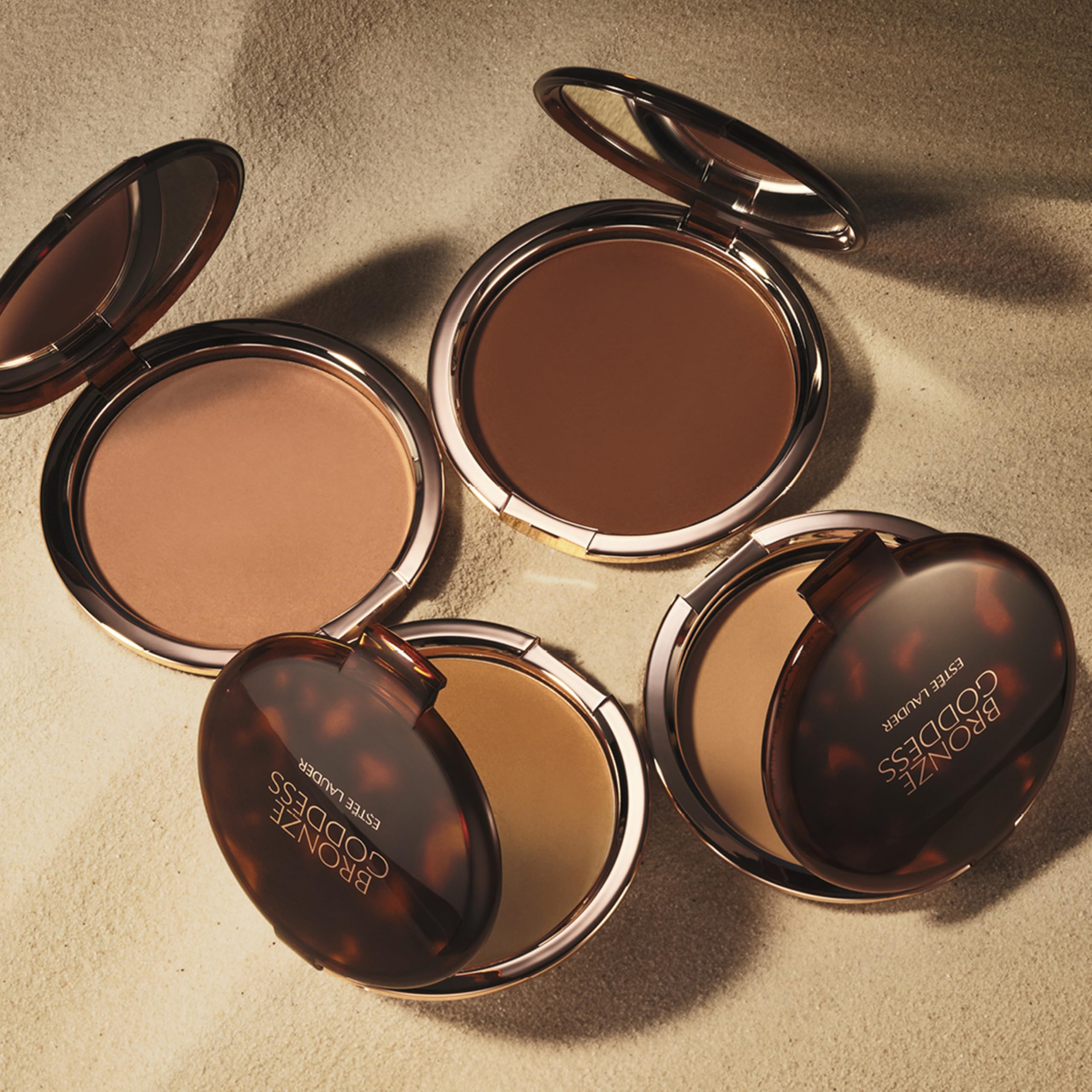 Bronzer powder compact in close-up for portability