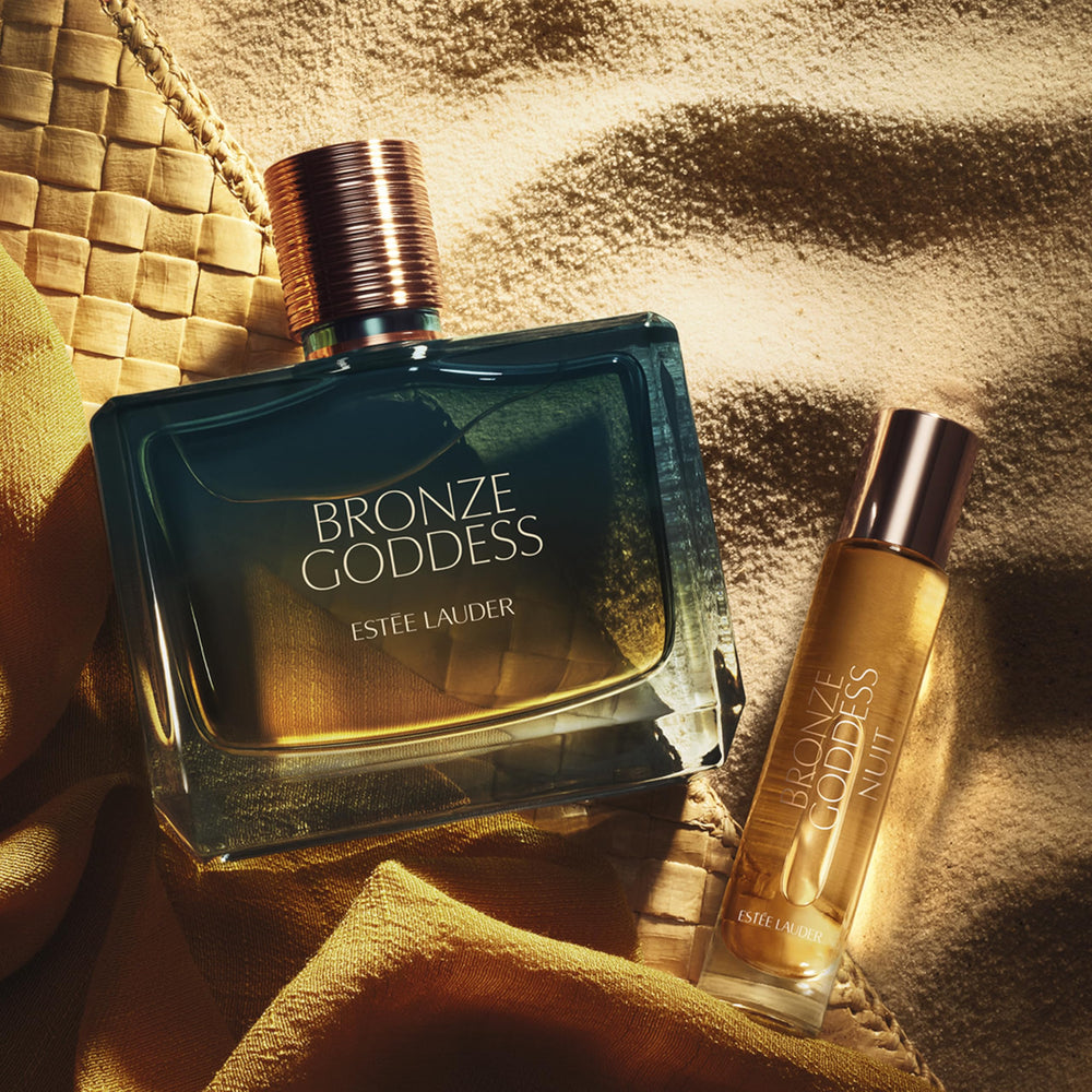 Estee Lauder Bronze Goddess Nuit cap twist enables secure, elegant on-the-go application
