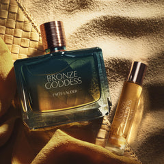 Estee Lauder Bronze Goddess Nuit cap twist enables secure, elegant on-the-go application
