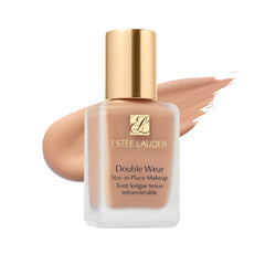 Estée Lauder Double Wear bottle close-up showing 24-hour matte finish.