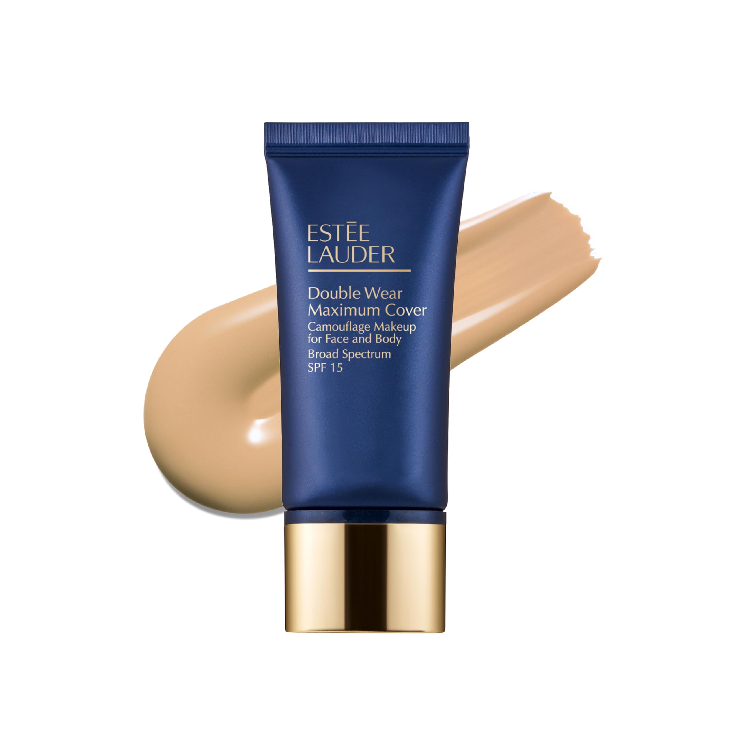 Estée Lauder Double Wear bottle close-up with pump highlighting full-coverage formula.