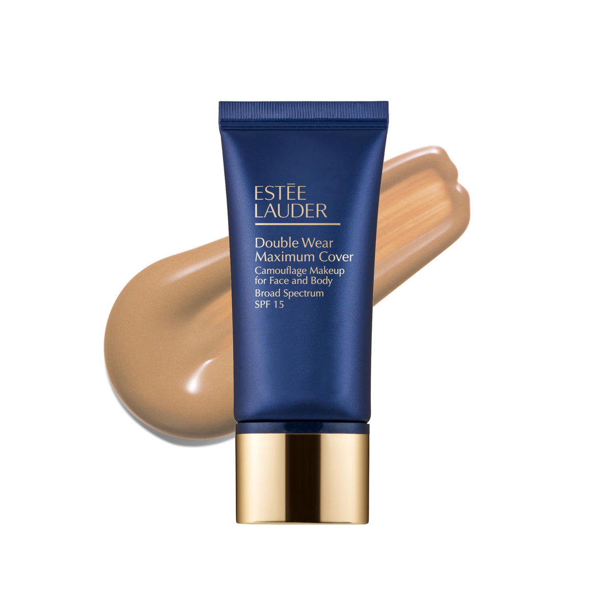 Estee Lauder Double Wear foundation bottle demonstrates full-coverage camouflage for face and body.