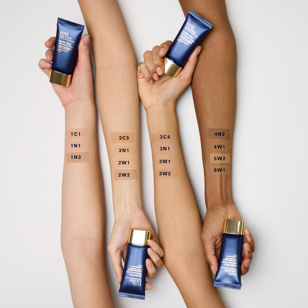 Estee Lauder Double Wear foundation waterproof texture resisting sweat and humidity.