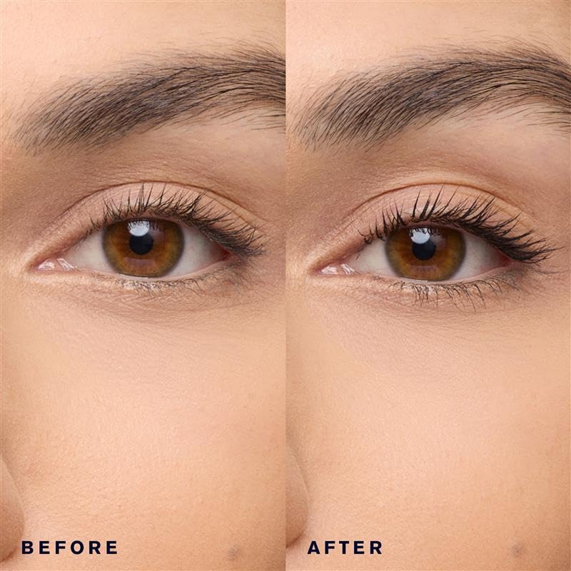 Lashes coated with Estee Lauder Double Wear for smudge-free definition.