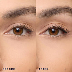 Lashes coated with Estee Lauder Double Wear for smudge-free definition.