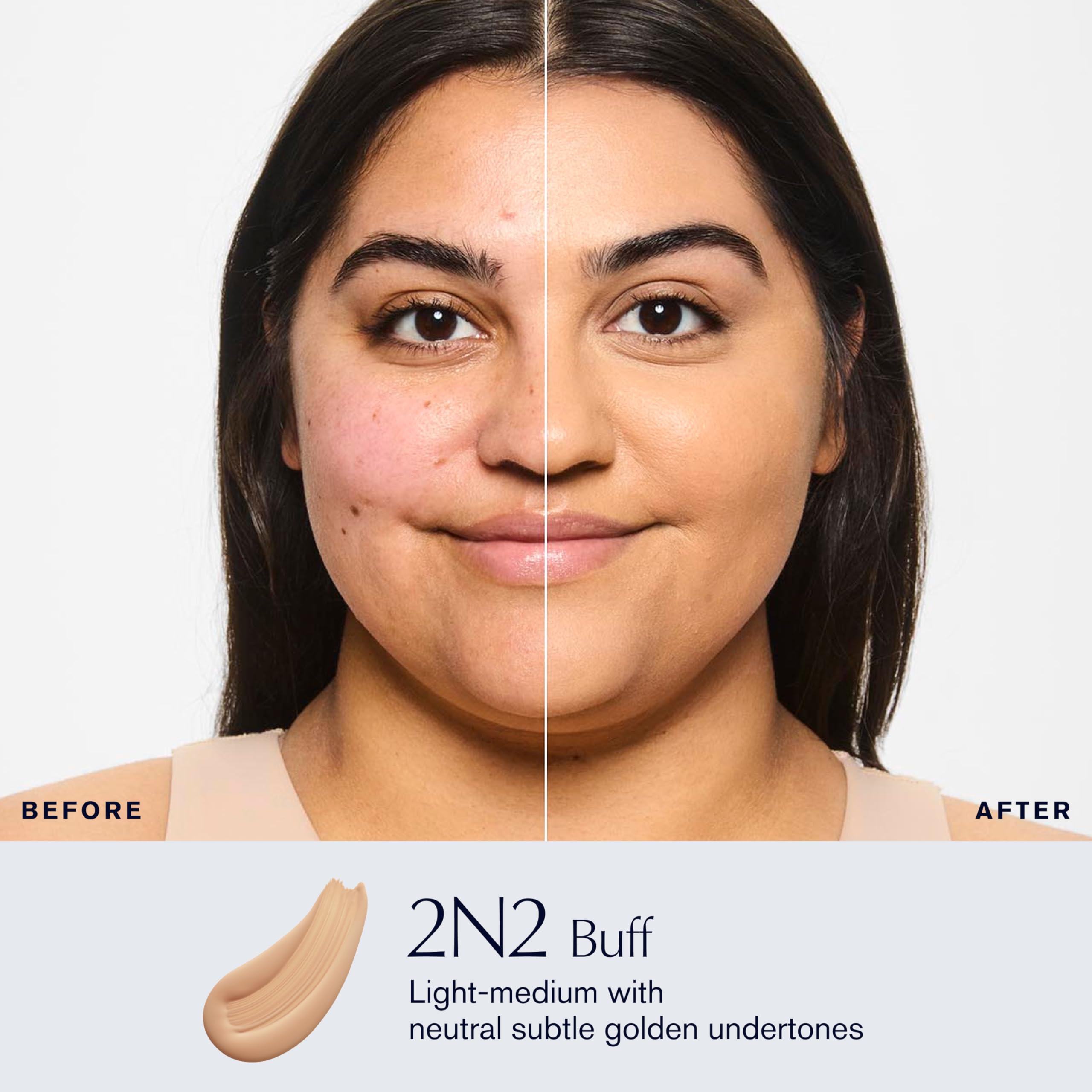 Estée Lauder Double Wear 2N2 Buff shade swatch for true-to-skin match.