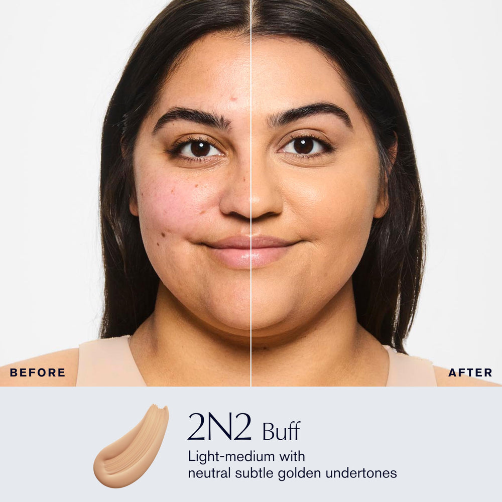 Estée Lauder Double Wear 2N2 Buff shade swatch for true-to-skin match.