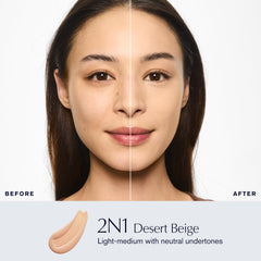 Estée Lauder Double Wear swatches Desert Beige for true-to-skin shade matching.