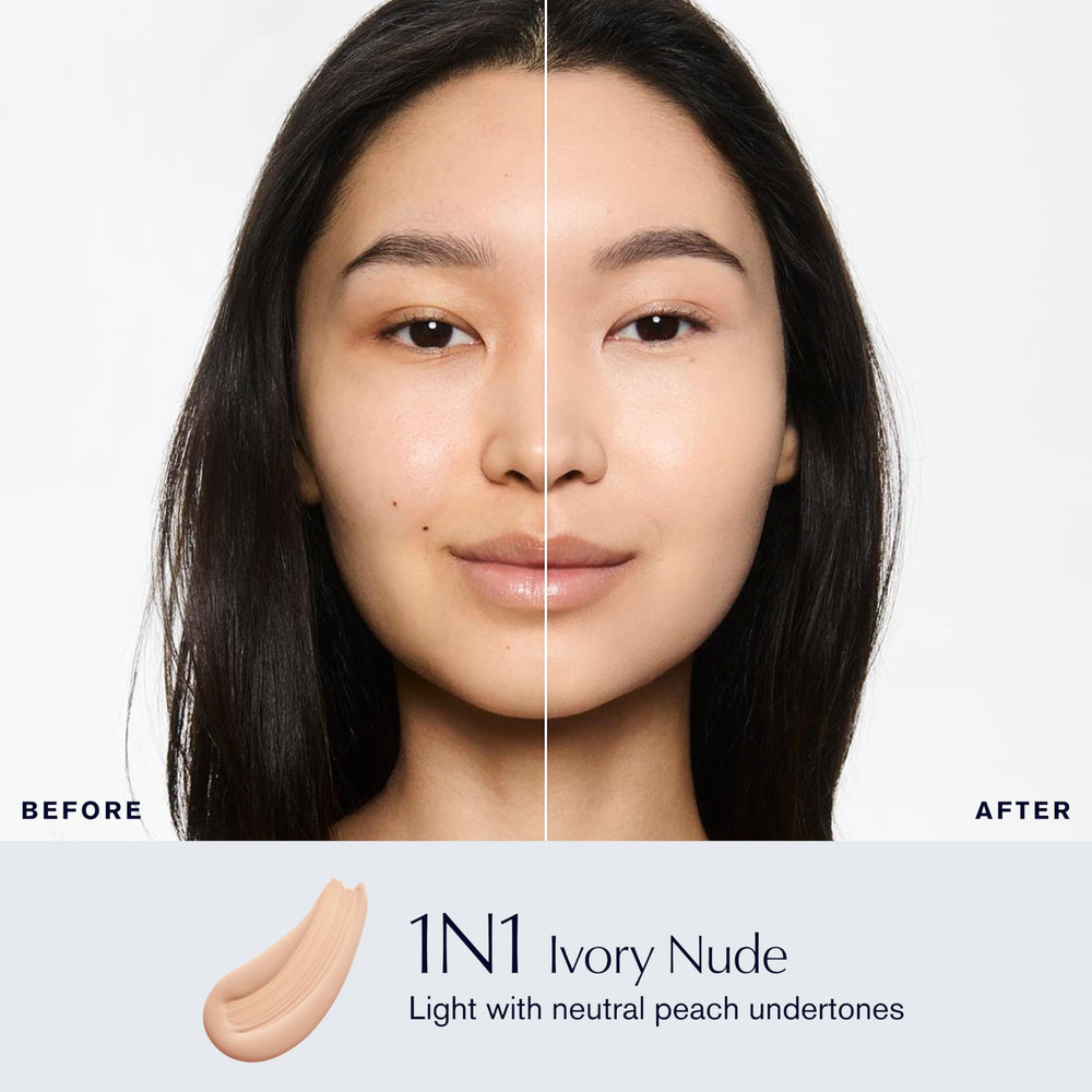 Double Wear texture swirl emphasizing buildable, breathable formula
