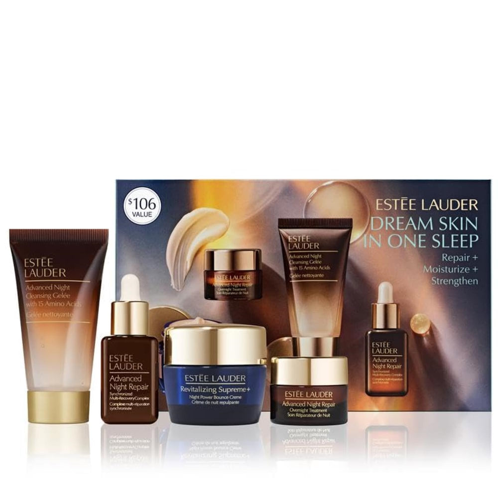 Estée Lauder Dream Skin In One Sleep set display for overnight renewal potential