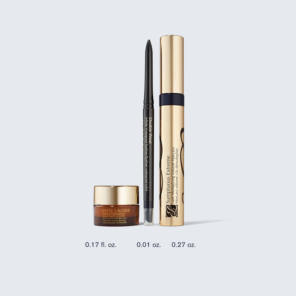 Gift set packaging by Estee Lauder with sleek, premium branding.