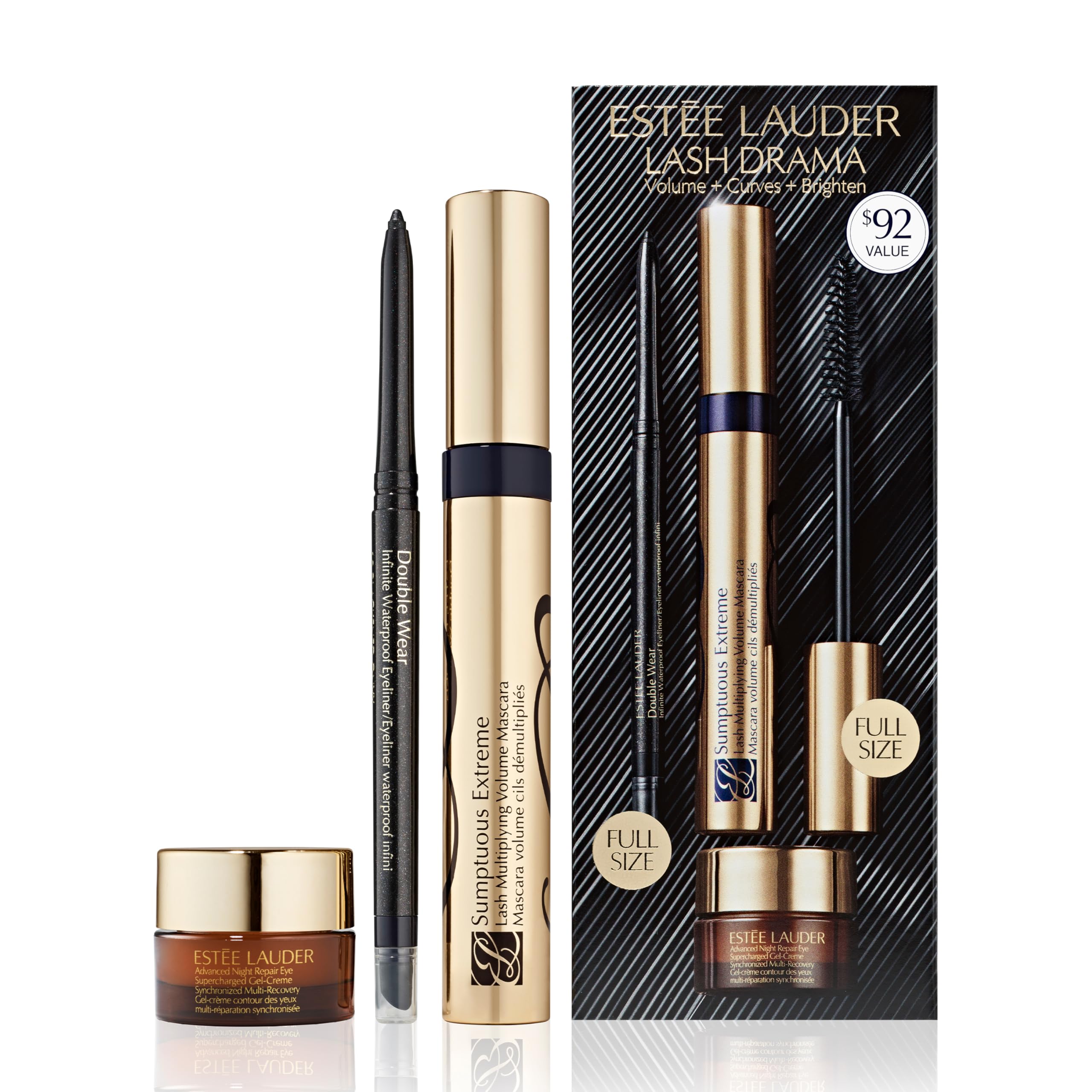 Estee Lauder Lash Drama mascara full-size bottle for dramatic, defined lashes.