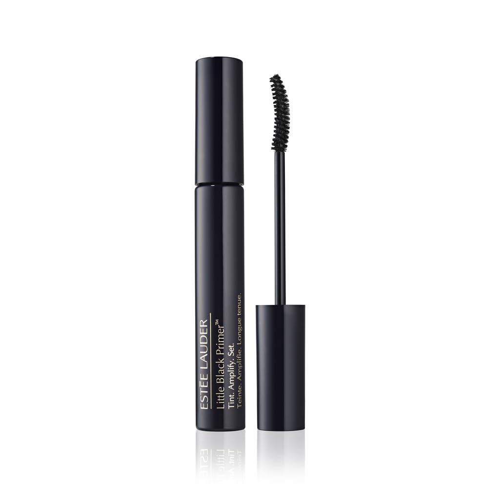 Estée Lauder Little Black Primer Tint bottle close-up showing silky black shade for lashes.