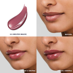 Estee Lauder Melt-On Glosstick uses heat-activation for a rich, even sheen.