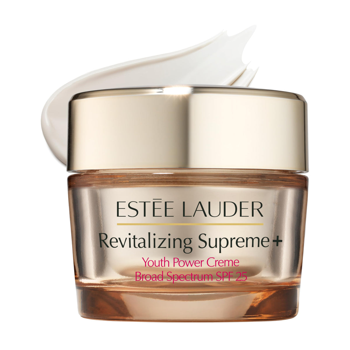 Estée Lauder Revitalizing Supreme+ cream bottle pour shows premium texture and easy dispensing.