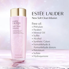 Estée Lauder Soft Clean Infusion essence application demonstrates gentle plumping effect.