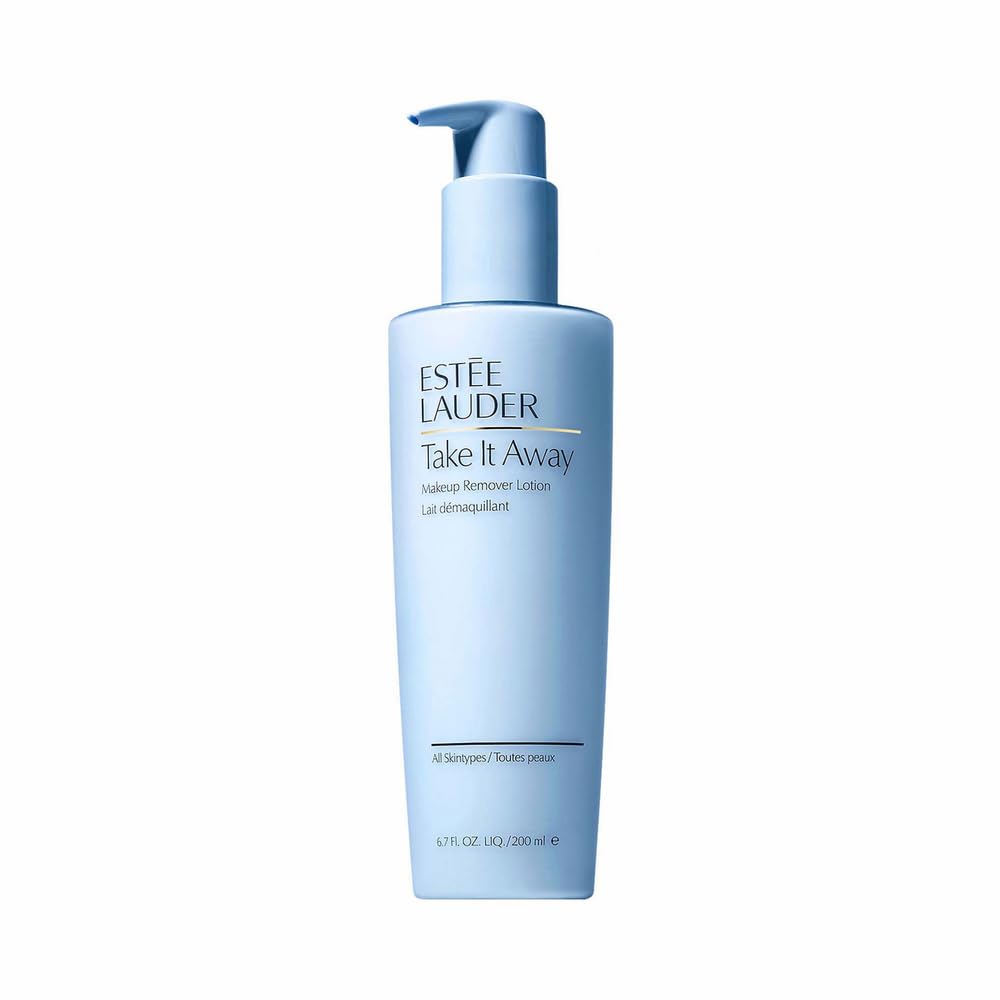Estée Lauder Take It Away bottle close-up showing gentle makeup removal.